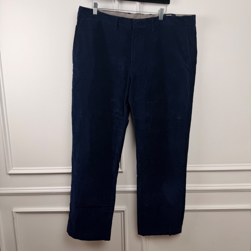 Lands End Mens Traditional Fit Corduroy Pants Navy Blue Cotton Stretch Size 42